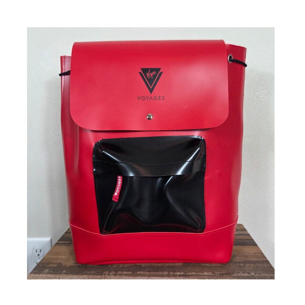 Virgin Voyages Vegan Leather Red & Black Travel Backpack